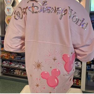 Walt Disney World Pink Sweatshirt with Pink Mickey Balloons & Sequin